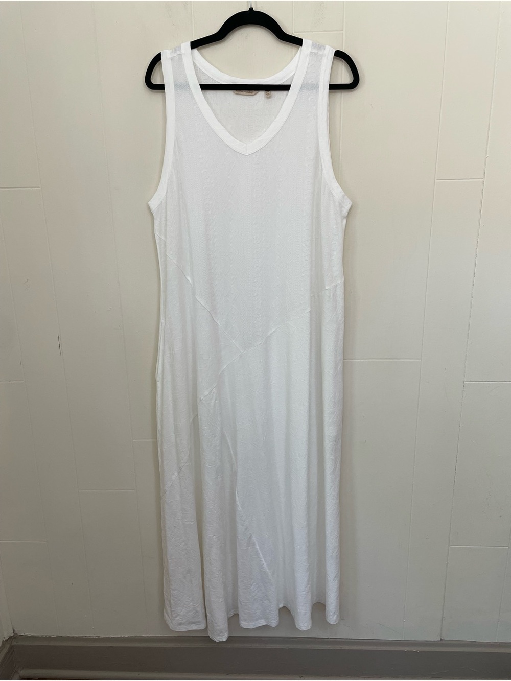 Soft Surroundings Sleeveless Maxi Dress Size 1X White Cotton Lagenlook Boho Chic